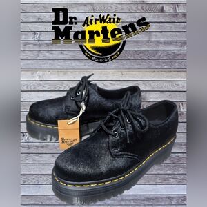 Dr. Martens 1461 Quad Hair-On Platform Shoes In Black Womens Size 8 NWT